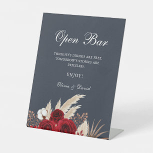 Signe De Table Boho Roses de Bourgogne Herbe des Pampas Bar ouver