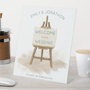 Signe De Table Boho Rustic Easel Bienvenue au Mariage