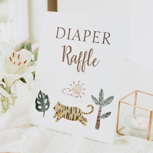 Signe De Table Boho Safari Aquarelle Baby shower Déchets Raffle
