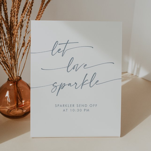 Signe De Table Boho Slate Blue Sparkler Envoyer Mariage (Boho Slate Blue Sparkler Send Off Wedding Pedestal Sign)
