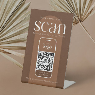 Signe De Table Boho Terracotta moderne Business Scannable QR Code