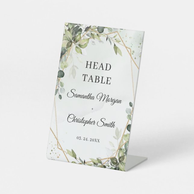 Signe De Table Boho verdure eucalyptus feuillage Table de tête (Recto)