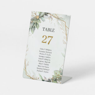 Signe De Table Boho vert eucalyptus feuillage or liste des invité