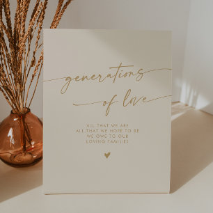 Signe De Table Boho Vintage Gold Generations of Love Mariage