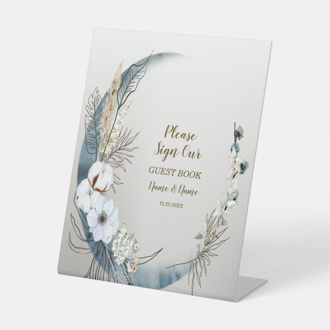 Signe De Table Boho White Orchidée Fleurs Blue Moon Elegant Party (Recto)