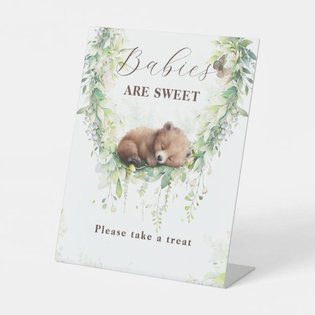 Signe De Table Bois Animaux Végétation Baby shower doux Traiteur (Recto)