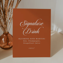 Boisson de signature de mariage en calligraphie su