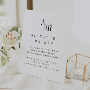 Signe De Table Boisson signature de mariage classique élégant AND