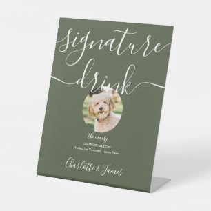 Signe De Table Boisson Signature de Mariage Vert Olive pour Anima