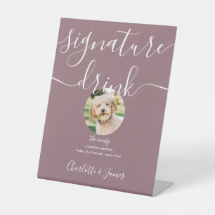 Signe De Table Boisson Signature Mauve Mariage Animal de Compagni