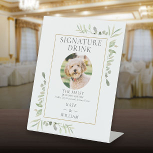 Signe De Table Boisson Signature Photo d'Animal de Compagnie Verd