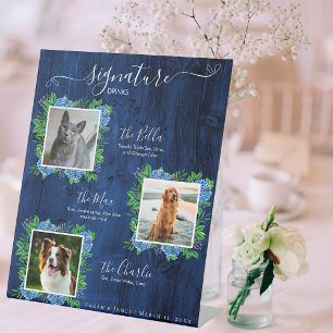 Signe De Table Boisson Signée Hydrangea Wood Mariage 3 Photo Anim