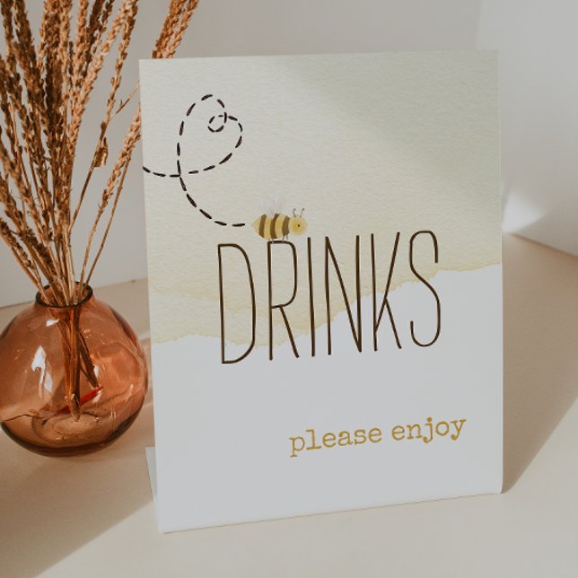 Signe De Table Boissons Baby showers d'abeilles doux (Créateur téléchargé)