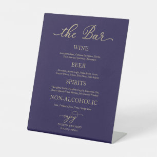 Signe De Table Boissons Bar Elegant Gold Navy Mariage Bleu Signal