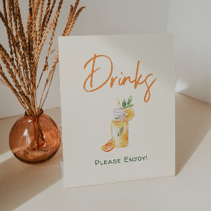 Signe De Table Boissons de Baby shower de Citrus Little Cutie Ora