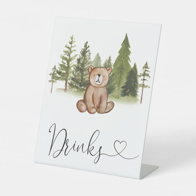 Signe De Table Boissons de Baby shower d'ours de bois (Recto)