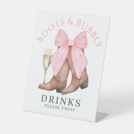 Signe De Table Boissons de mariage Boots Bubbly Western