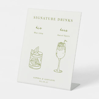 Signe De Table Boissons de signature de mariage minimaliste VERON