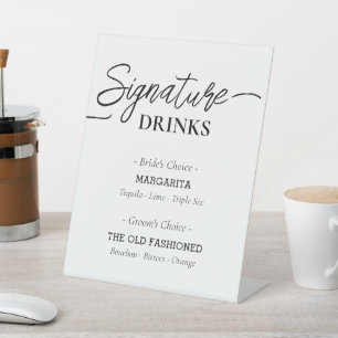 Signe De Table Boissons de signature de script moderne Fête