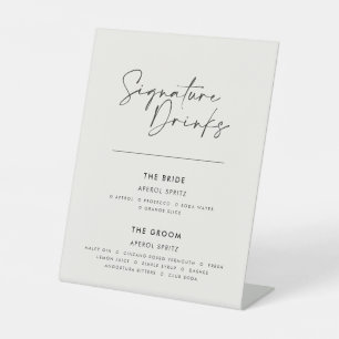 Signe De Table Boissons de signature mariage moderne minimaliste 
