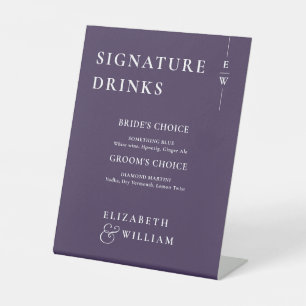 Signe De Table Boissons de signature Monogramme minimaliste viole