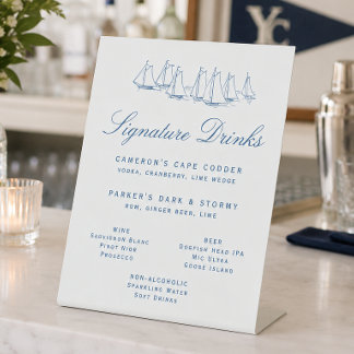 Signe De Table Boissons et bar signature de mariage de régate de