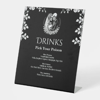 Signe De Table Boissons Mariage Élégant Gothique Squelette