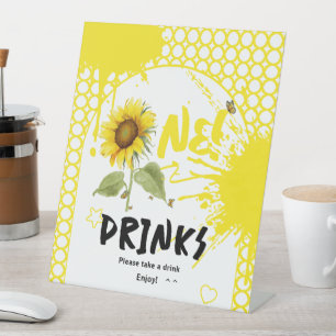 Signe De Table Boissons pour 1er anniversaire Tournesol avec Papi