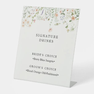 Signe De Table Boissons Signature de Mariage aux Fleurs Sauvages