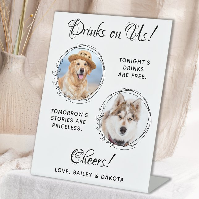 Signe De Table Boissons Sur Nous Mariage Animaux domestiques Phot (Créateur téléchargé)