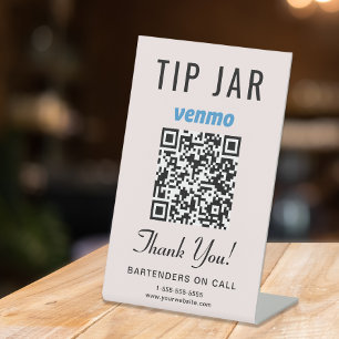 Signe De Table Boîte à pourboires Code QR Venmo Rose