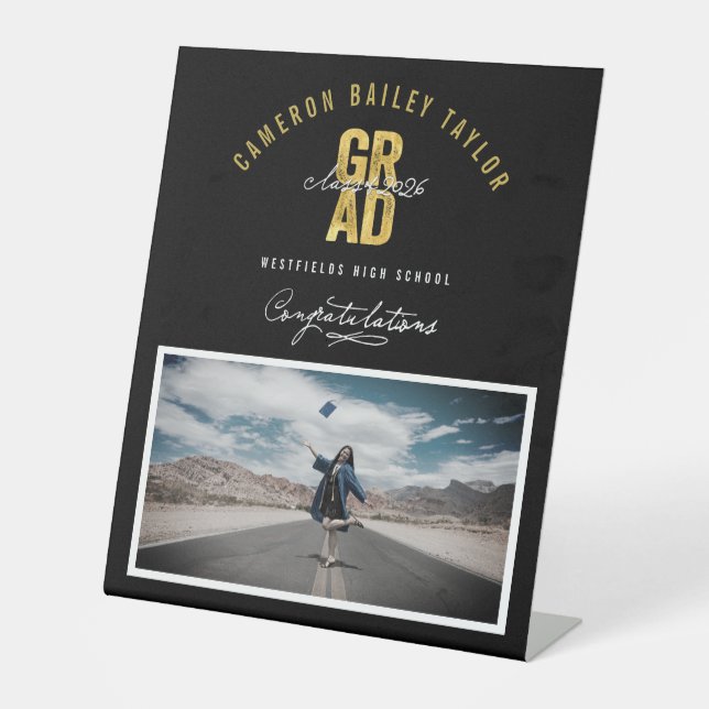 Signe De Table Bold GRAD Class Of 2025 Photo Graduation Party (Recto)