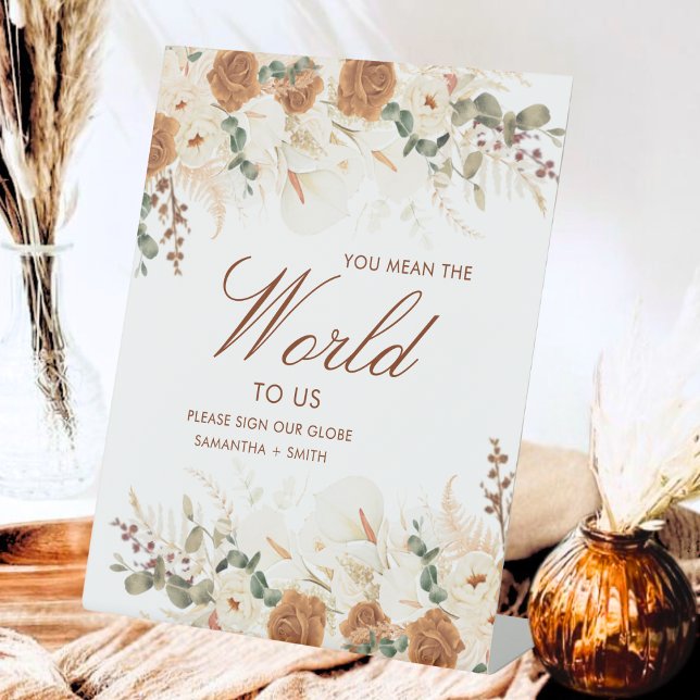 Signe De Table Bold Terracotta Floral “Around the World” Sign (Créateur téléchargé)