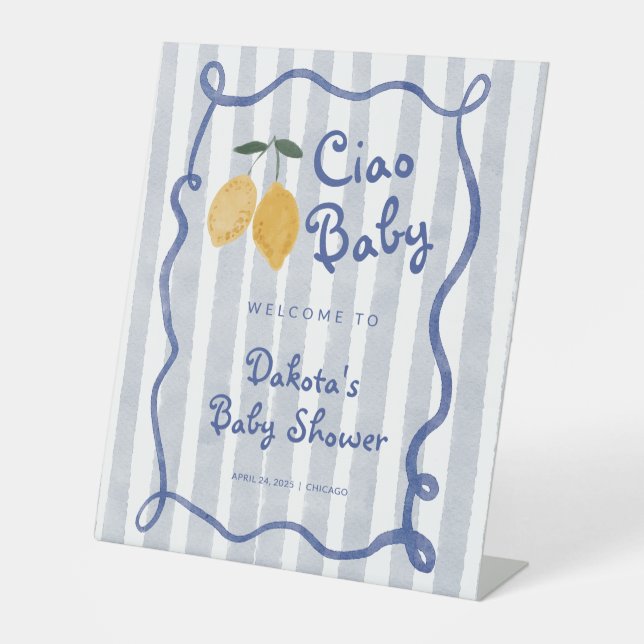Signe De Table Bonjour Baby Lemon Boys Baby shower Bienvenue (Recto)