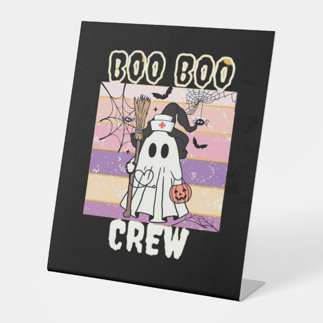 Signe De Table Boo Boo Crew Halloween Ghost Nurse Essential T-Shi (Recto)