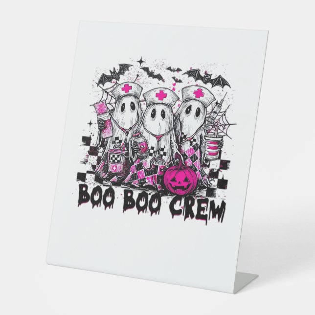 Signe De Table Boo Boo Crew Infirmière d'Halloween T-Shirt classi (Recto)
