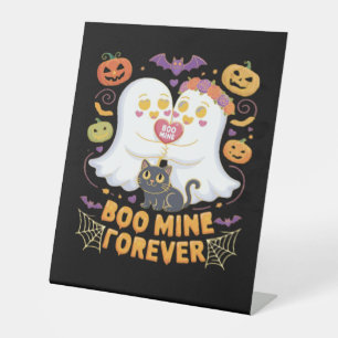 Signe De Table Boo Mine Forever Mignonne Fantômes Noir Chat Aimer