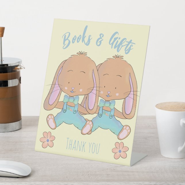 Signe De Table Books et cadeaux de Baby shower de lapins d'aquare (In SItu)