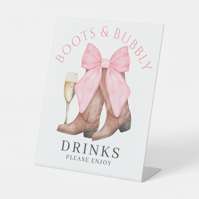 Signe De Table Boots Bubbly Western Bridal Shower Drinks (Recto)