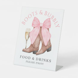 Signe De Table Boots Bubbly Western Bridal Shower Food Drinks 