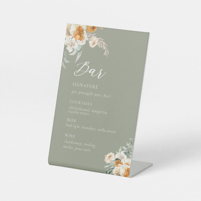 Signe De Table Botanique Mariage Bar Signature Boisson Signal (Recto)