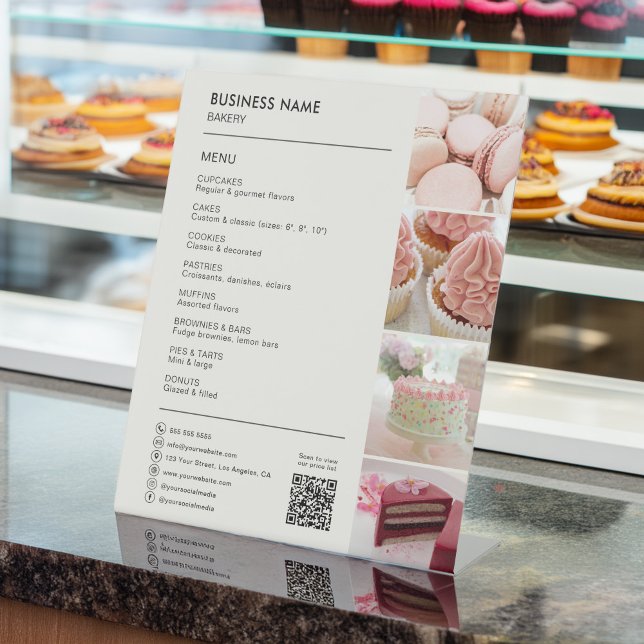Signe De Table Boulangerie Cupcake Cake Shop Menu Affaires (Bakery Cupcake Cake Shop Menu Business Pedestal Sign by MINTIC DESIGN STUDIO)