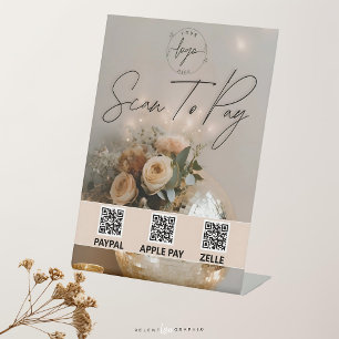 Signe De Table Boule Disco   Boho Florals   Code QR   Signal de p