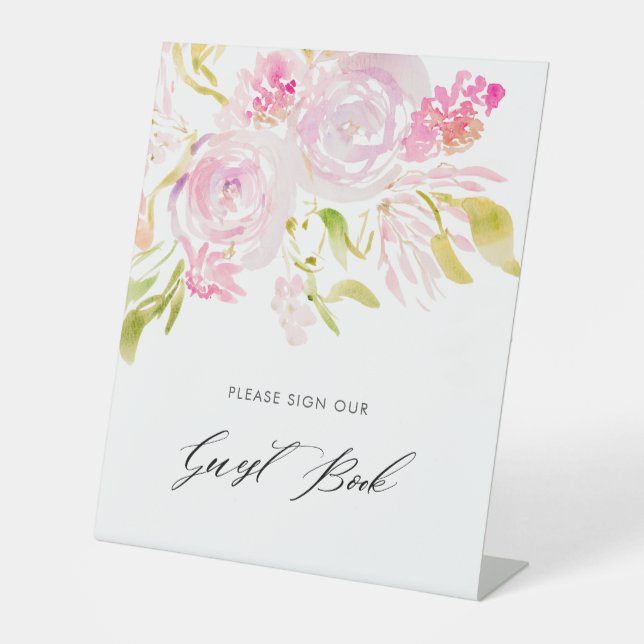 Signe De Table Bouquet de rose aquarelle S'il vous plaît signer n (Recto)