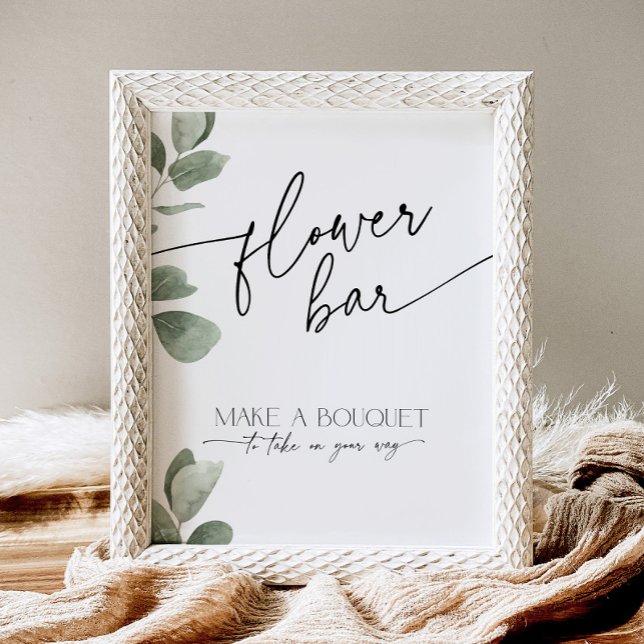 Signe De Table Bouquet Eucalyptus Fête des mariées Bar Fleur Fave (Créateur téléchargé)