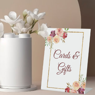 Signe De Table Bourgogne Gold Floral Automne Cartes de Mariage & 
