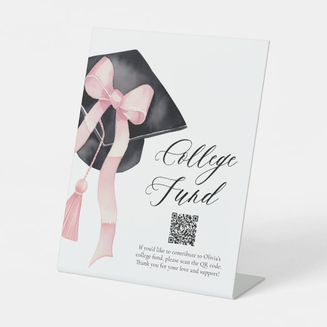 Signe De Table Bourse universitaire moderne à code QR avec nœud r (Recto)