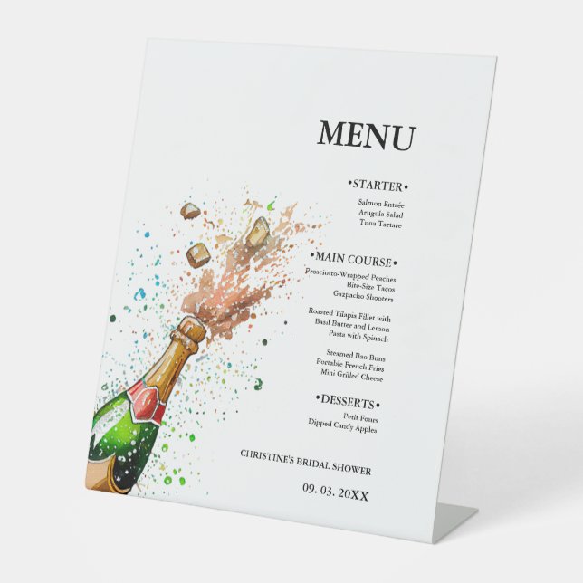 Signe De Table Bouteille de champagne Soirée nuptiale (Recto)