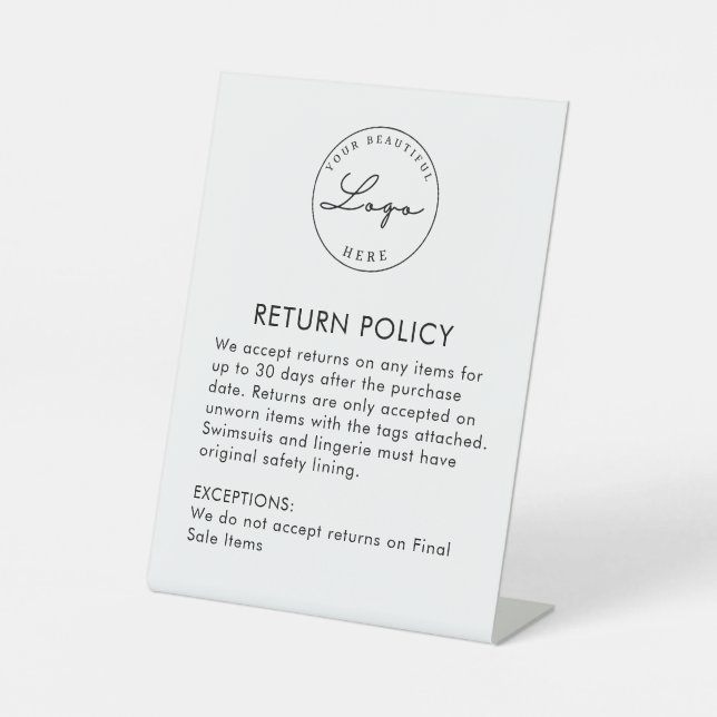 Signe De Table Boutique Vêtements Boutique Retour politique Plaqu (Recto)