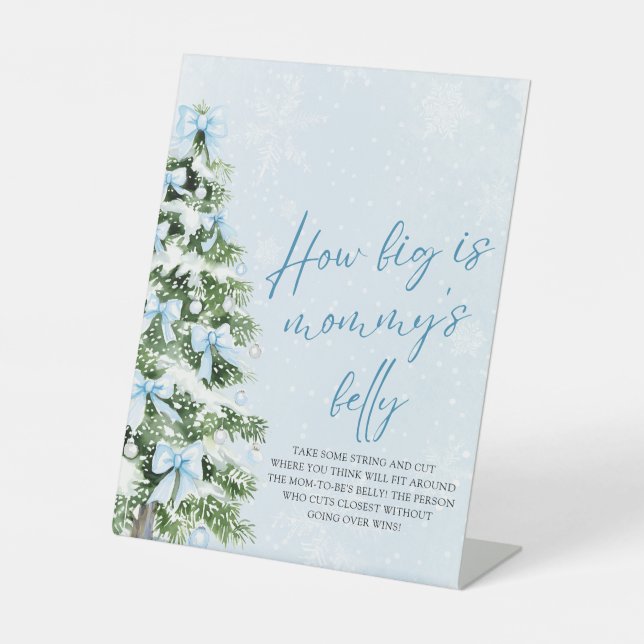 Signe De Table Bow Christmas Baby Shower How Big Is Mommy's Belly (Recto)
